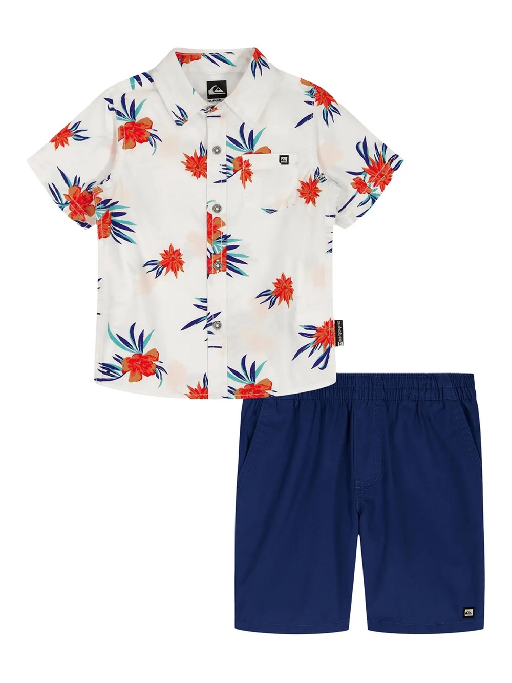 NWT Infant Quiksilver White Button-Down Shirt with Navy Shorts